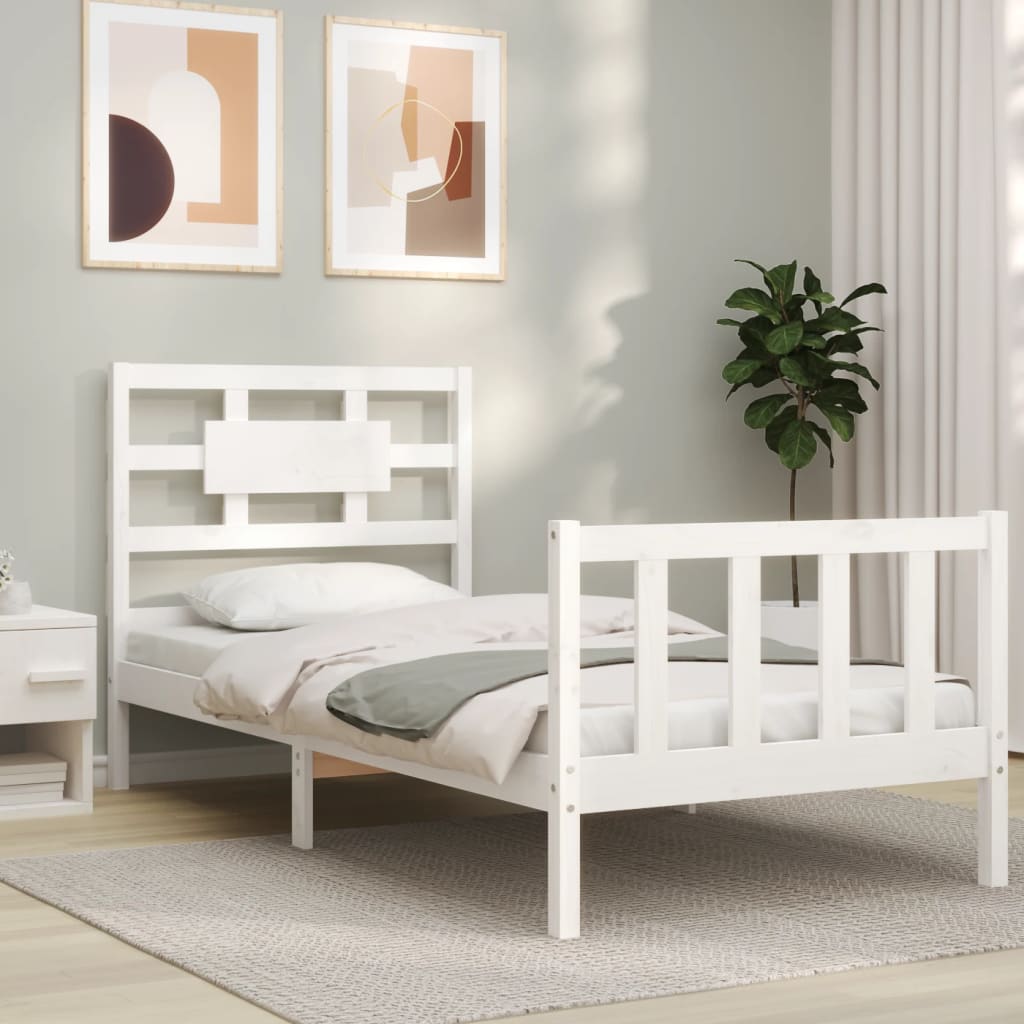 Cadre de lit sans matelas blanc bois de pin massif - XIOS