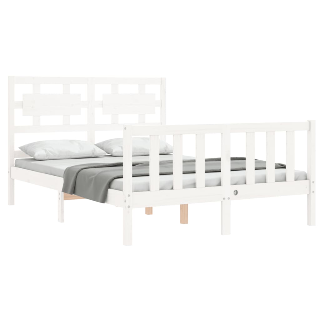 Cadre de lit sans matelas blanc bois de pin massif - XIOS