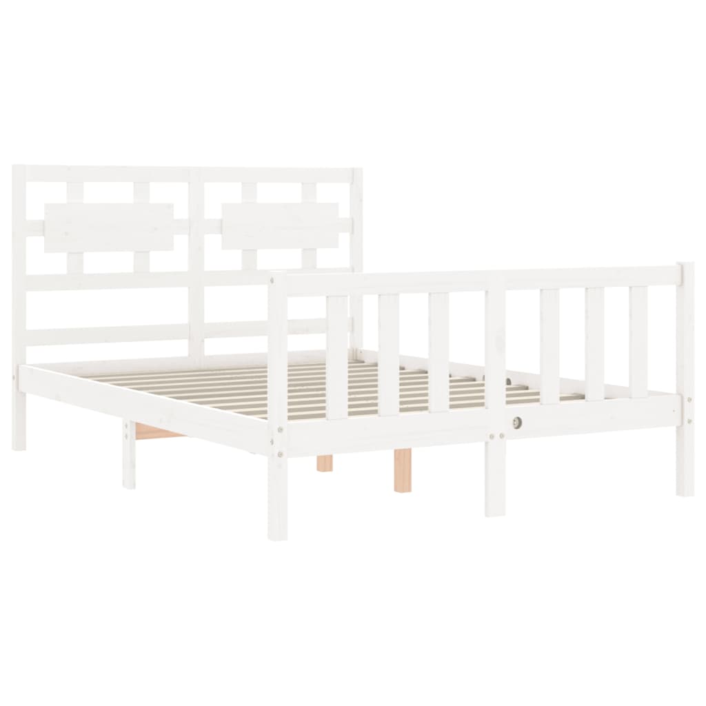 Cadre de lit sans matelas blanc bois de pin massif - XIOS