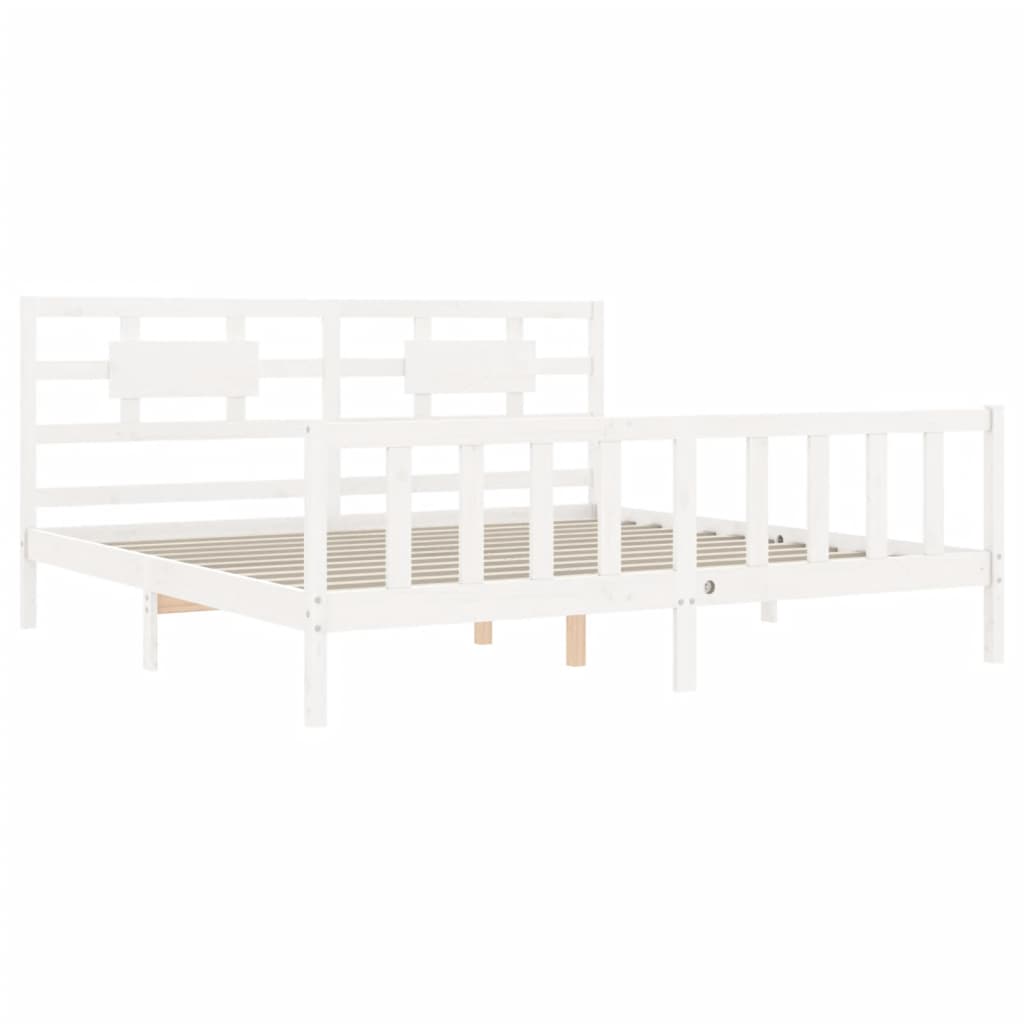 Cadre de lit sans matelas blanc 200x200 cm bois massif de pin - XIOS