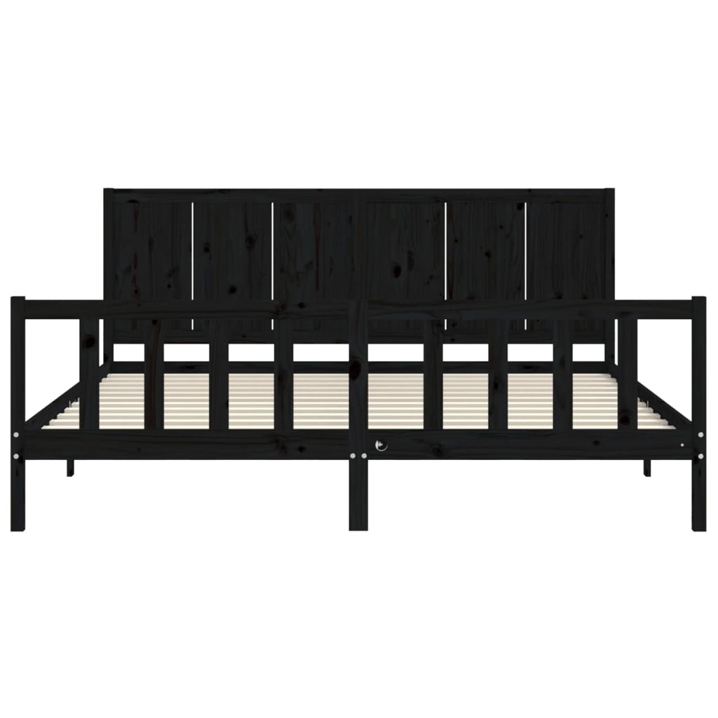 Cadre de lit sans matelas noir 200x200 cm bois massif de pin - XIOS