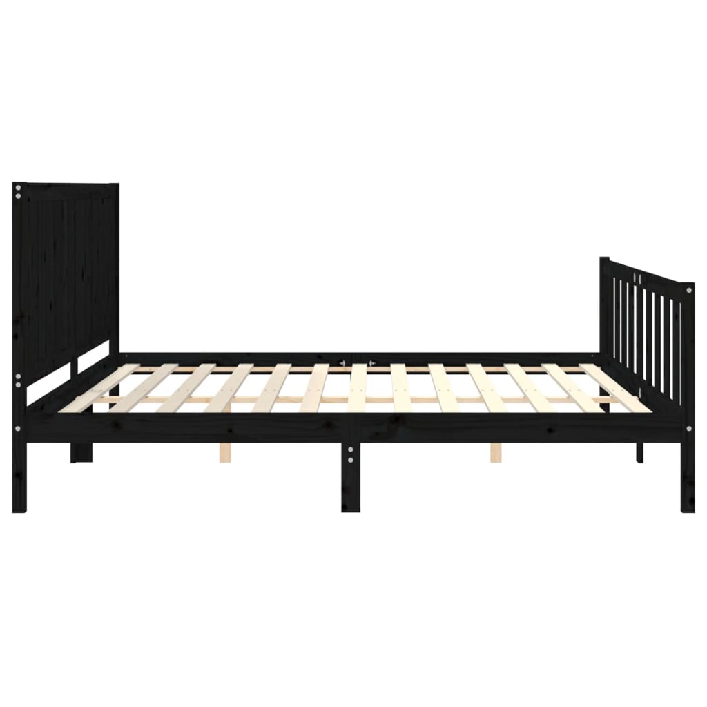 Cadre de lit sans matelas noir 200x200 cm bois massif de pin - XIOS