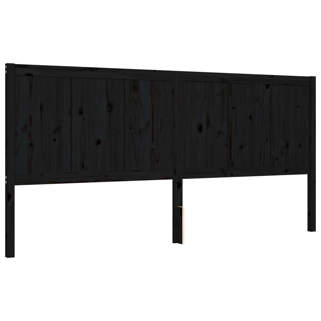 Cadre de lit sans matelas noir 200x200 cm bois massif de pin - XIOS