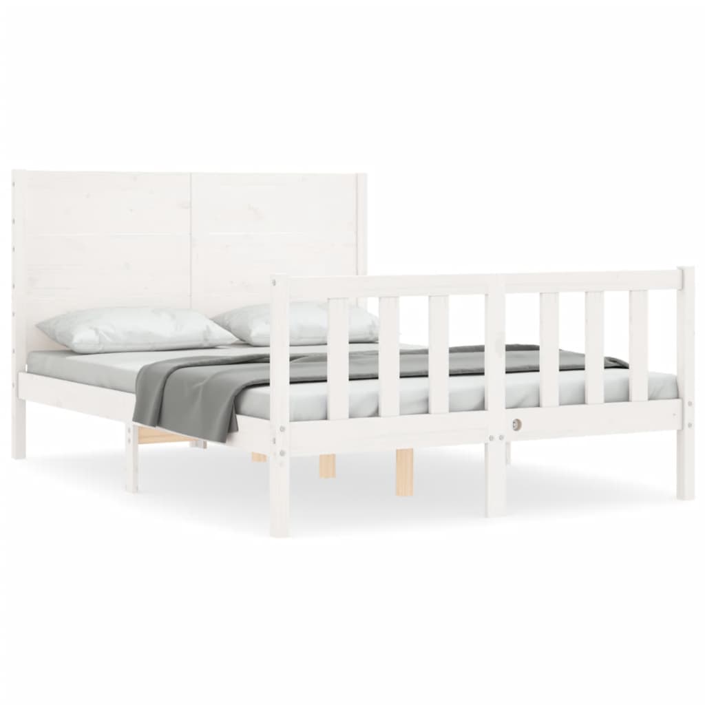 Cadre de lit sans matelas blanc 140x200 cm bois de pin massif - XIOS