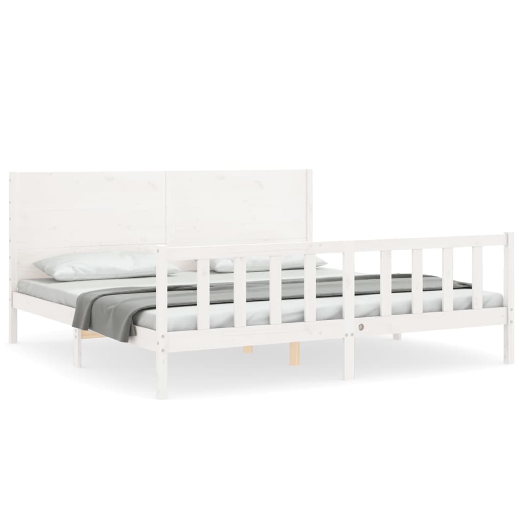 Cadre de lit sans matelas blanc 200x200 cm bois massif de pin - XIOS