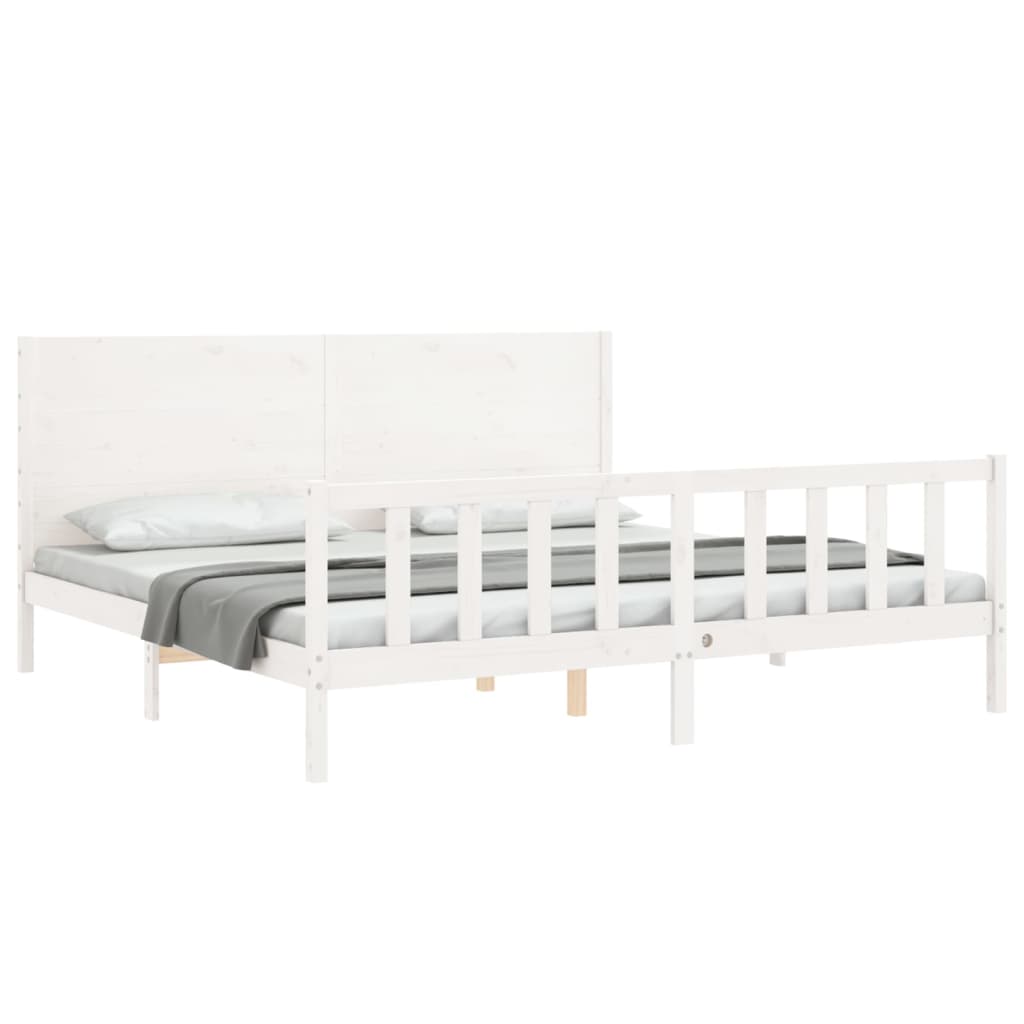 Cadre de lit sans matelas blanc 200x200 cm bois massif de pin - XIOS