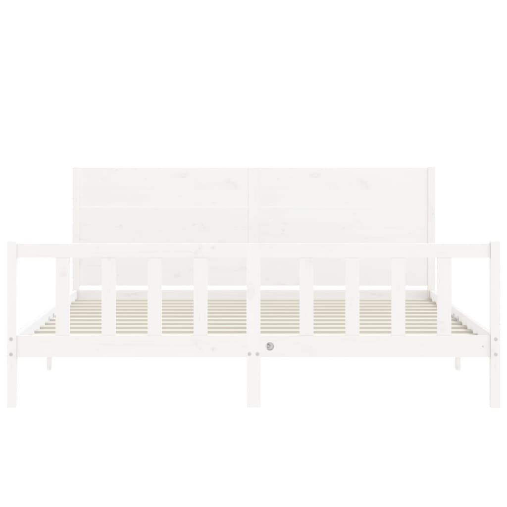Cadre de lit sans matelas blanc 200x200 cm bois massif de pin - XIOS