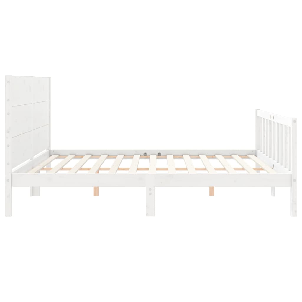 Cadre de lit sans matelas blanc 200x200 cm bois massif de pin - XIOS