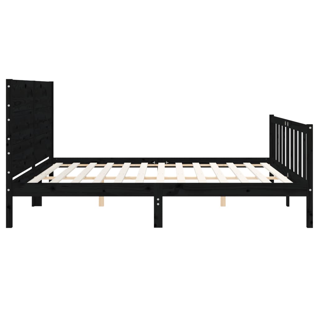 Cadre de lit sans matelas noir 200x200 cm bois massif de pin - XIOS