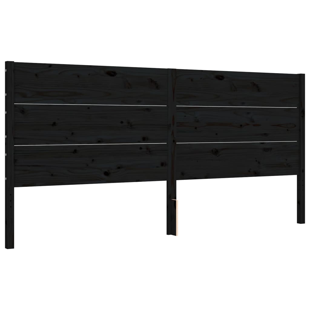 Cadre de lit sans matelas noir 200x200 cm bois massif de pin - XIOS
