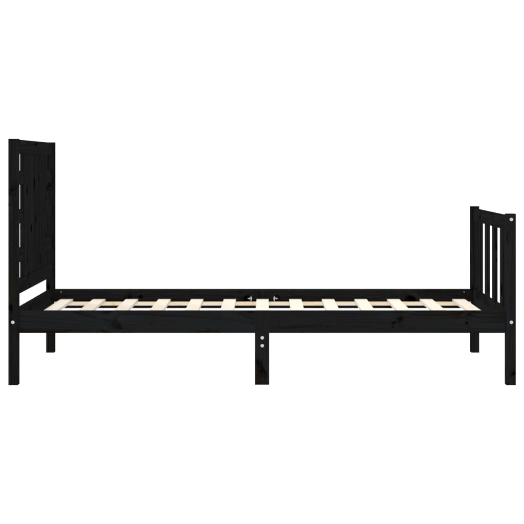Cadre de lit sans matelas noir bois de pin massif - XIOS