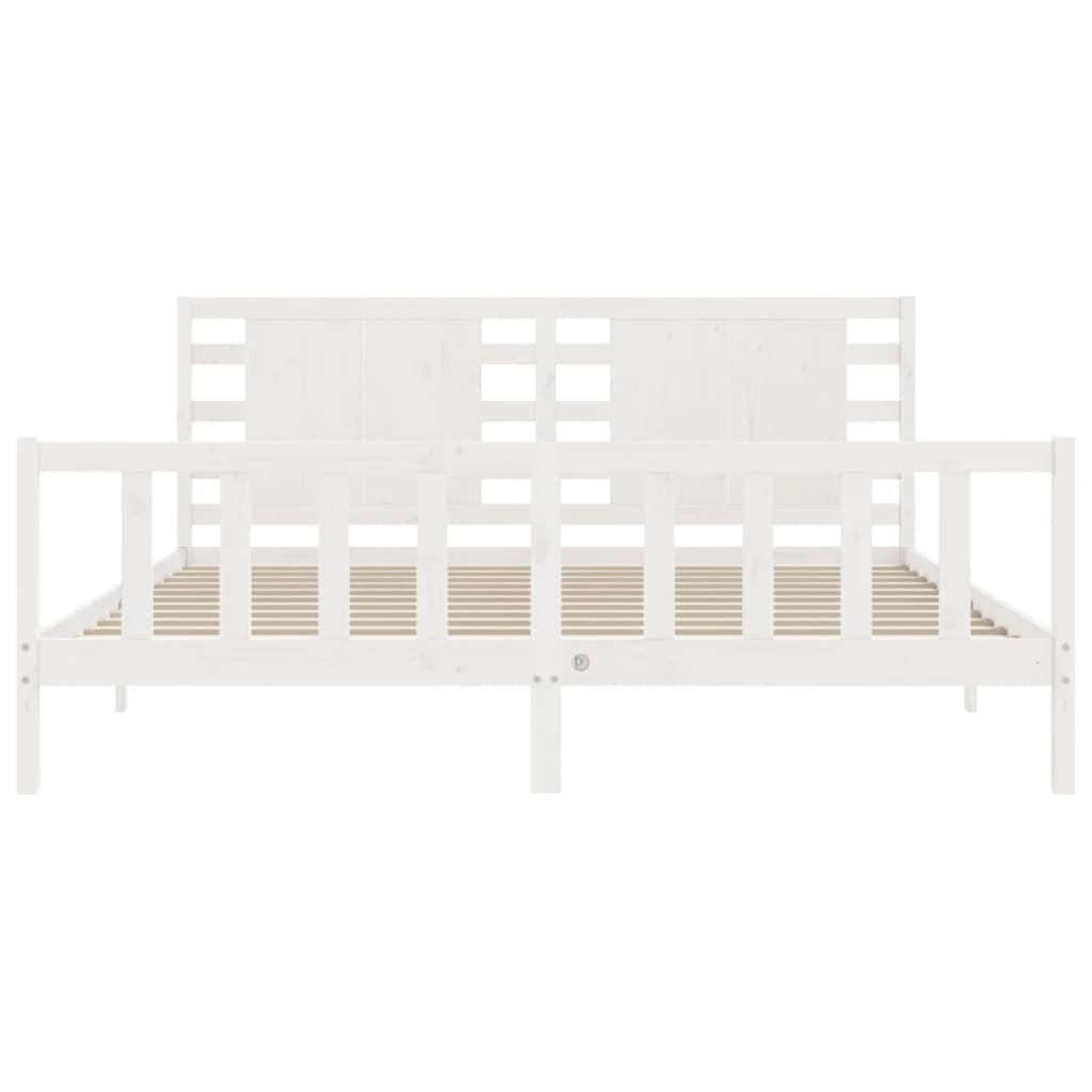 Cadre de lit sans matelas blanc 200x200 cm bois massif de pin - XIOS