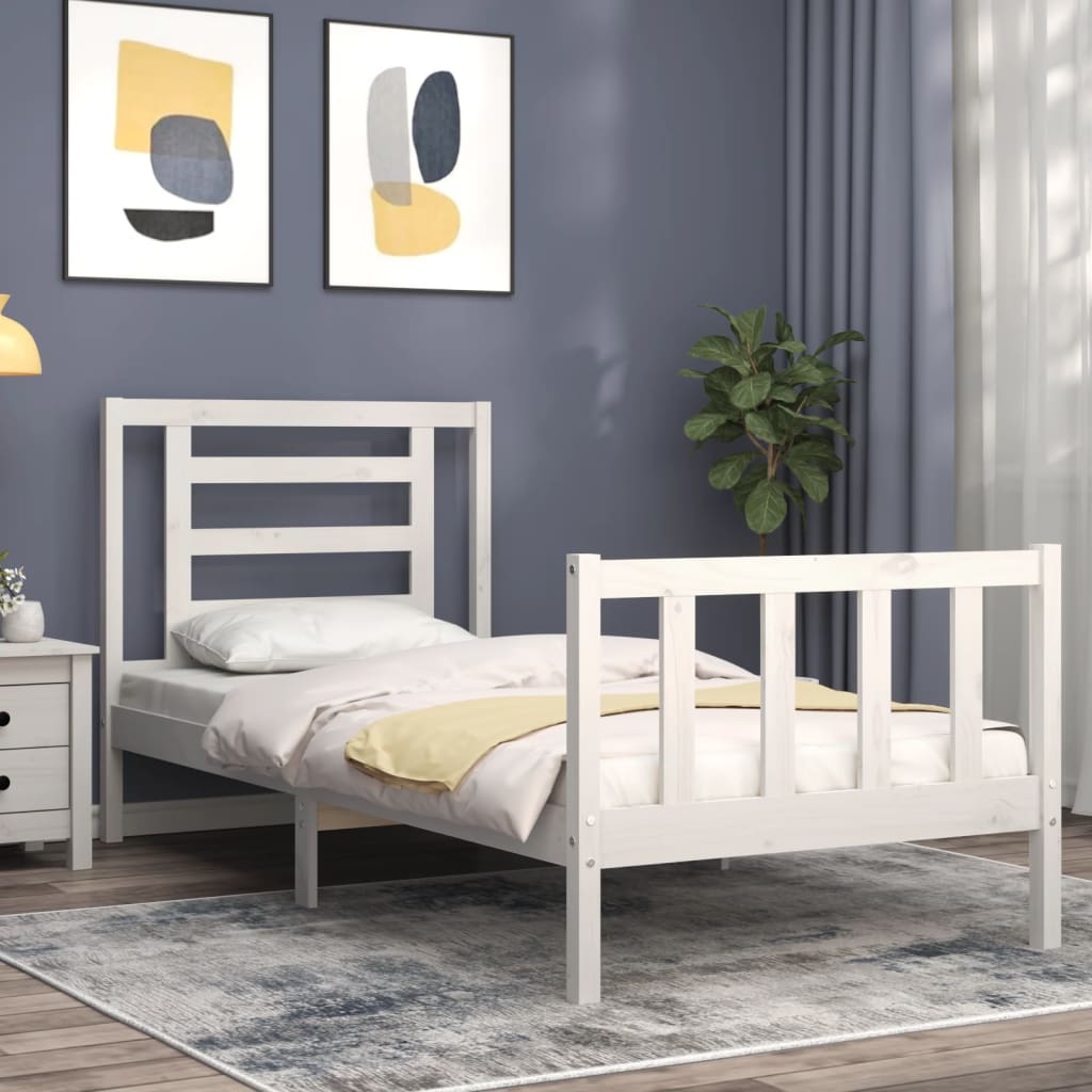 Cadre de lit sans matelas blanc bois de pin massif - XIOS