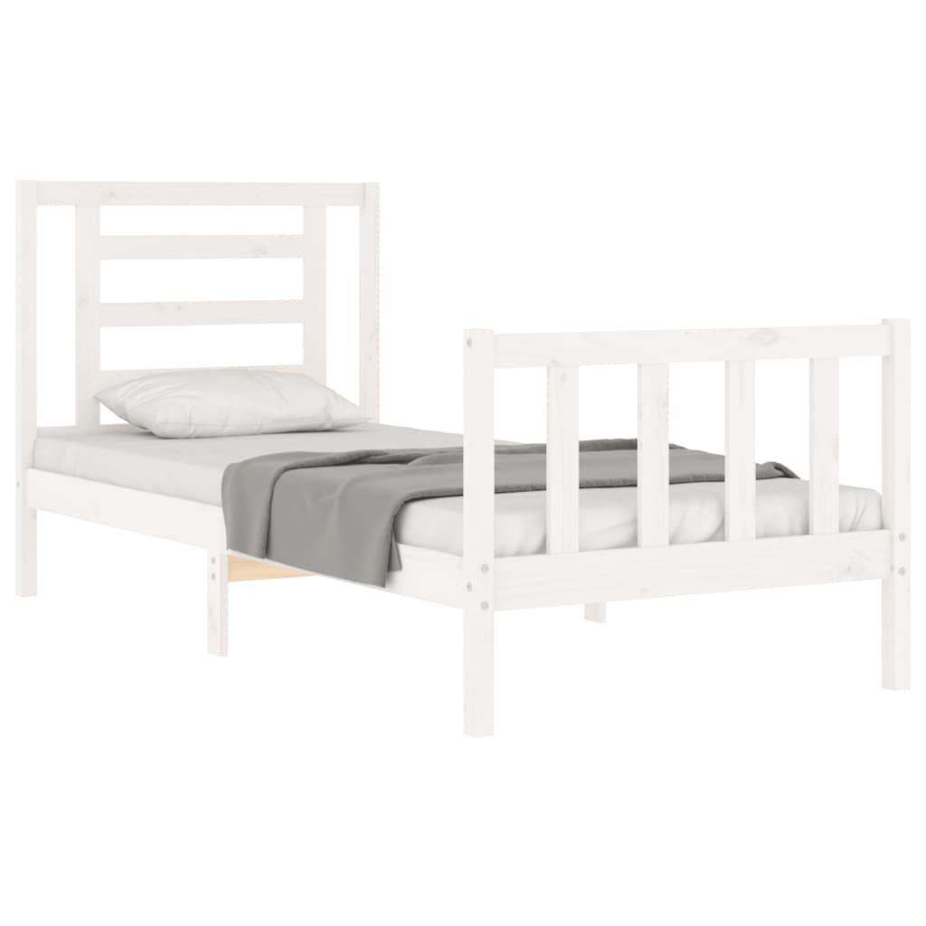 Cadre de lit sans matelas blanc bois de pin massif - XIOS