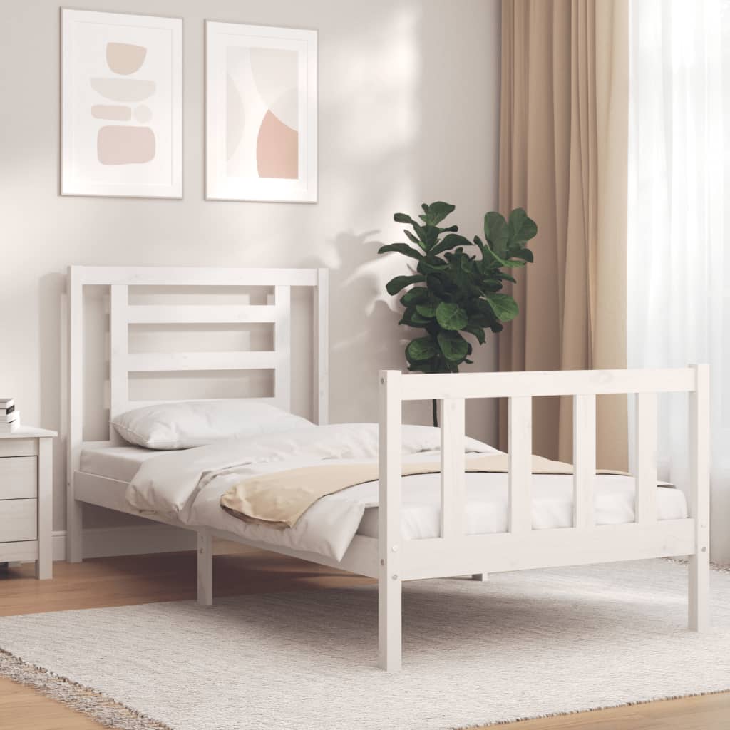 Cadre de lit sans matelas blanc bois de pin massif - XIOS