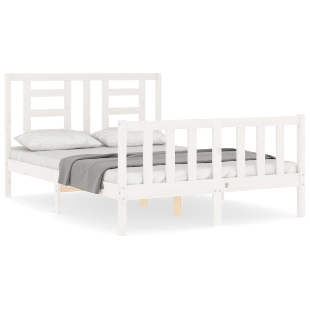Cadre de lit sans matelas blanc bois de pin massif - XIOS