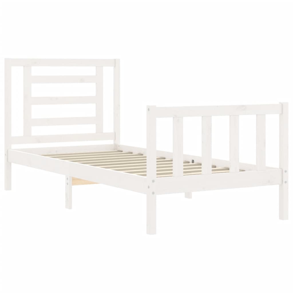Cadre de lit sans matelas blanc 90x200 cm bois de pin massif - XIOS