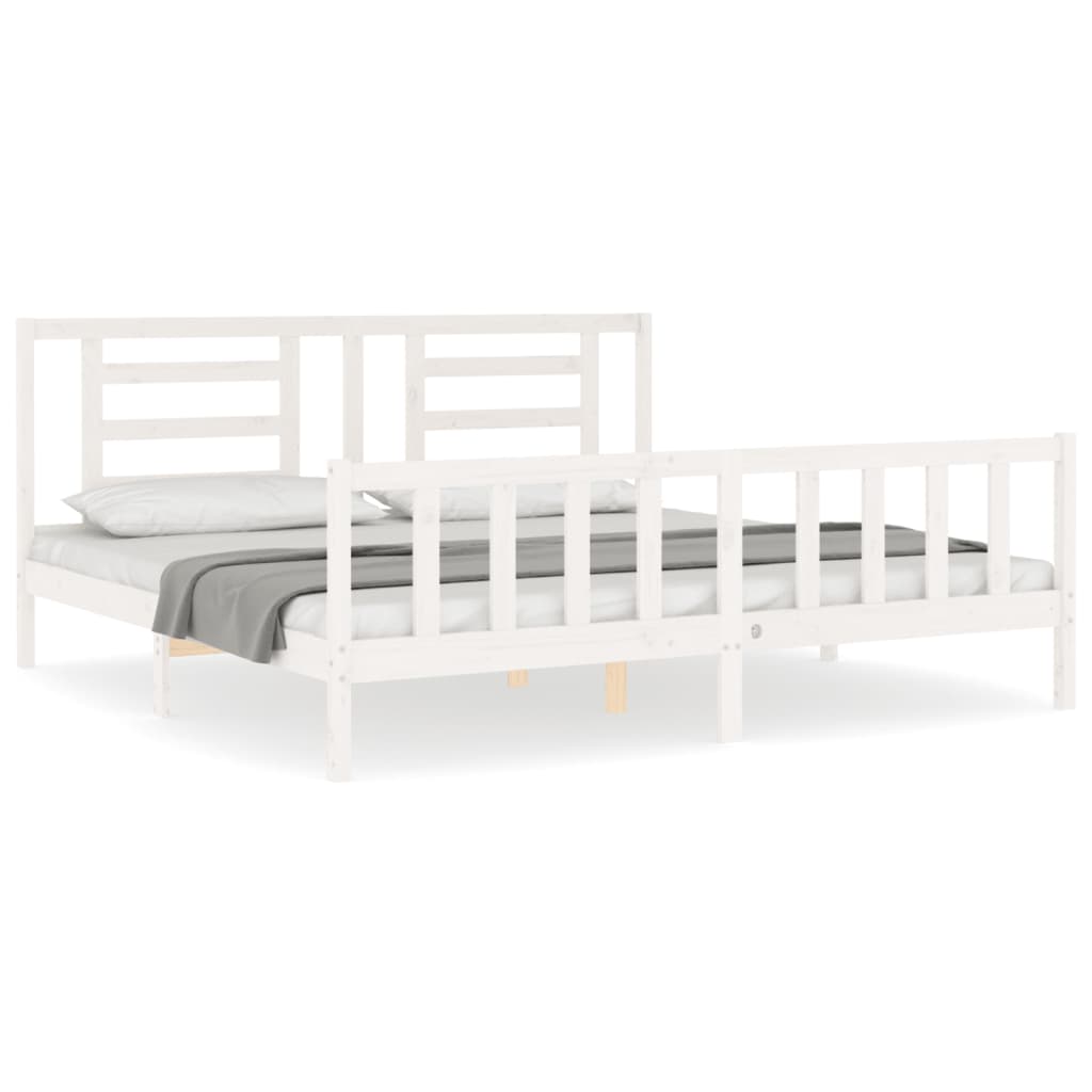 Cadre de lit sans matelas blanc bois massif de pin - XIOS