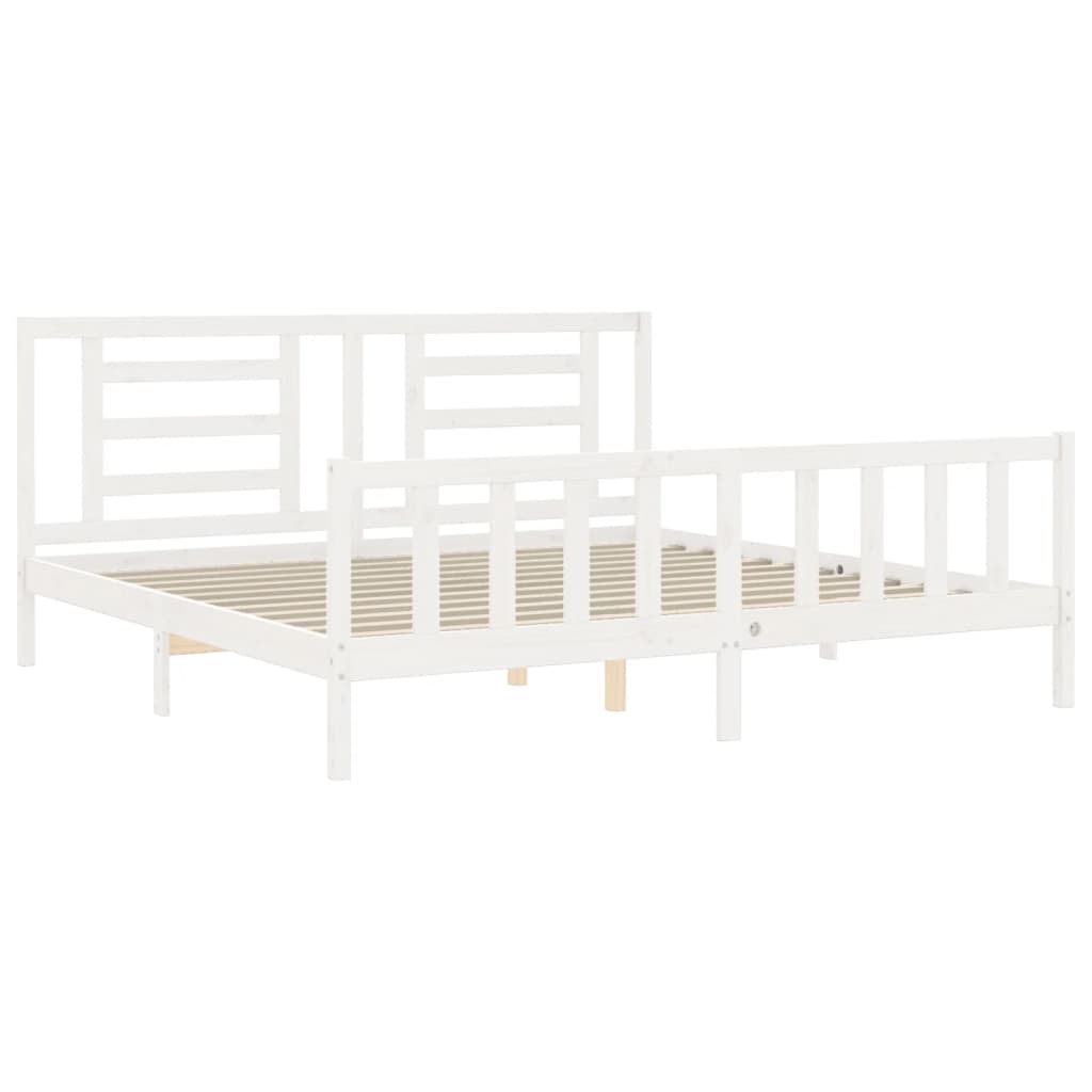 Cadre de lit sans matelas blanc bois massif de pin - XIOS