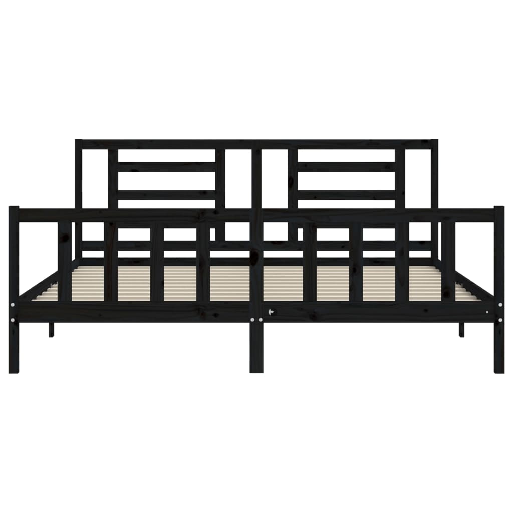 Cadre de lit sans matelas noir 200x200 cm bois massif de pin - XIOS