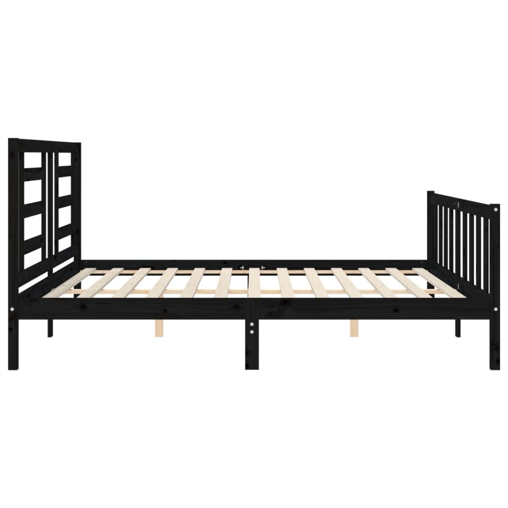 Cadre de lit sans matelas noir 200x200 cm bois massif de pin - XIOS
