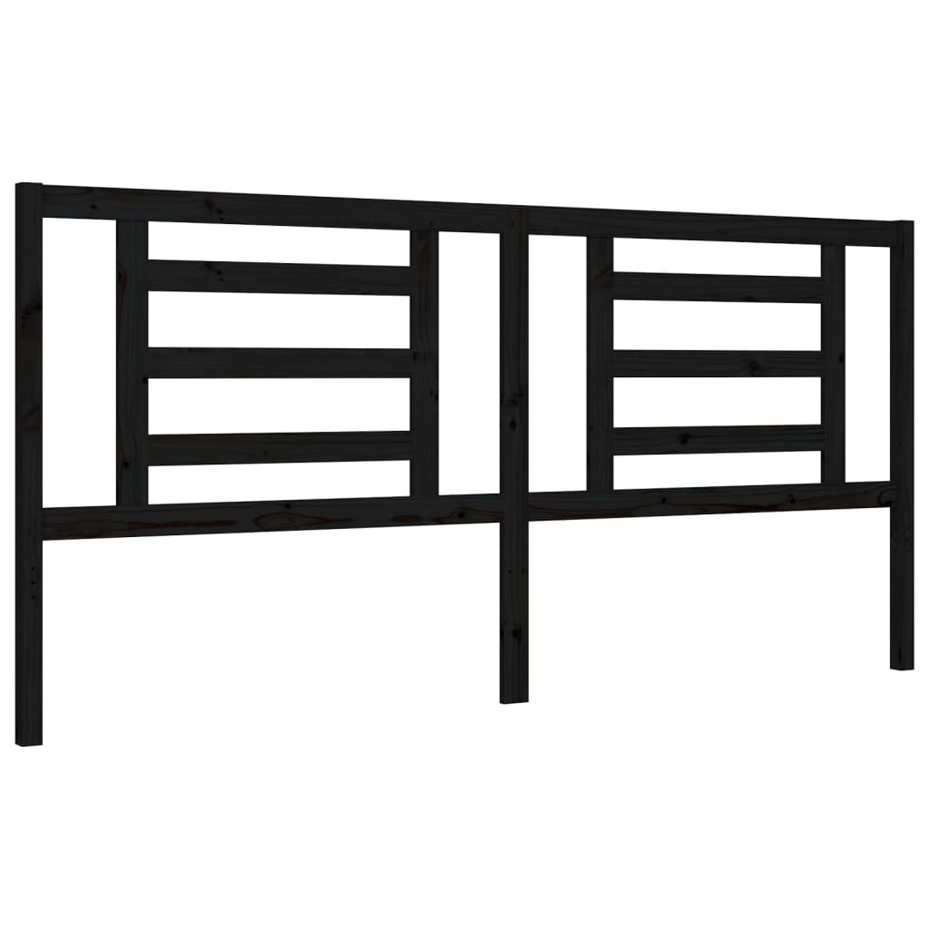 Cadre de lit sans matelas noir 200x200 cm bois massif de pin - XIOS