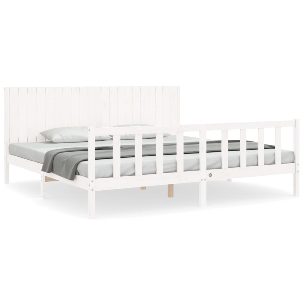 Cadre de lit sans matelas blanc 200x200 cm bois massif de pin - XIOS