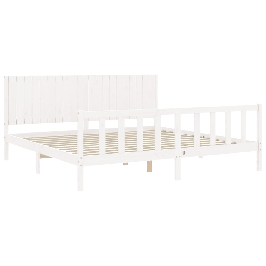 Cadre de lit sans matelas blanc 200x200 cm bois massif de pin - XIOS