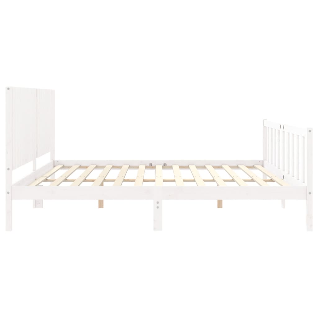 Cadre de lit sans matelas blanc 200x200 cm bois massif de pin - XIOS