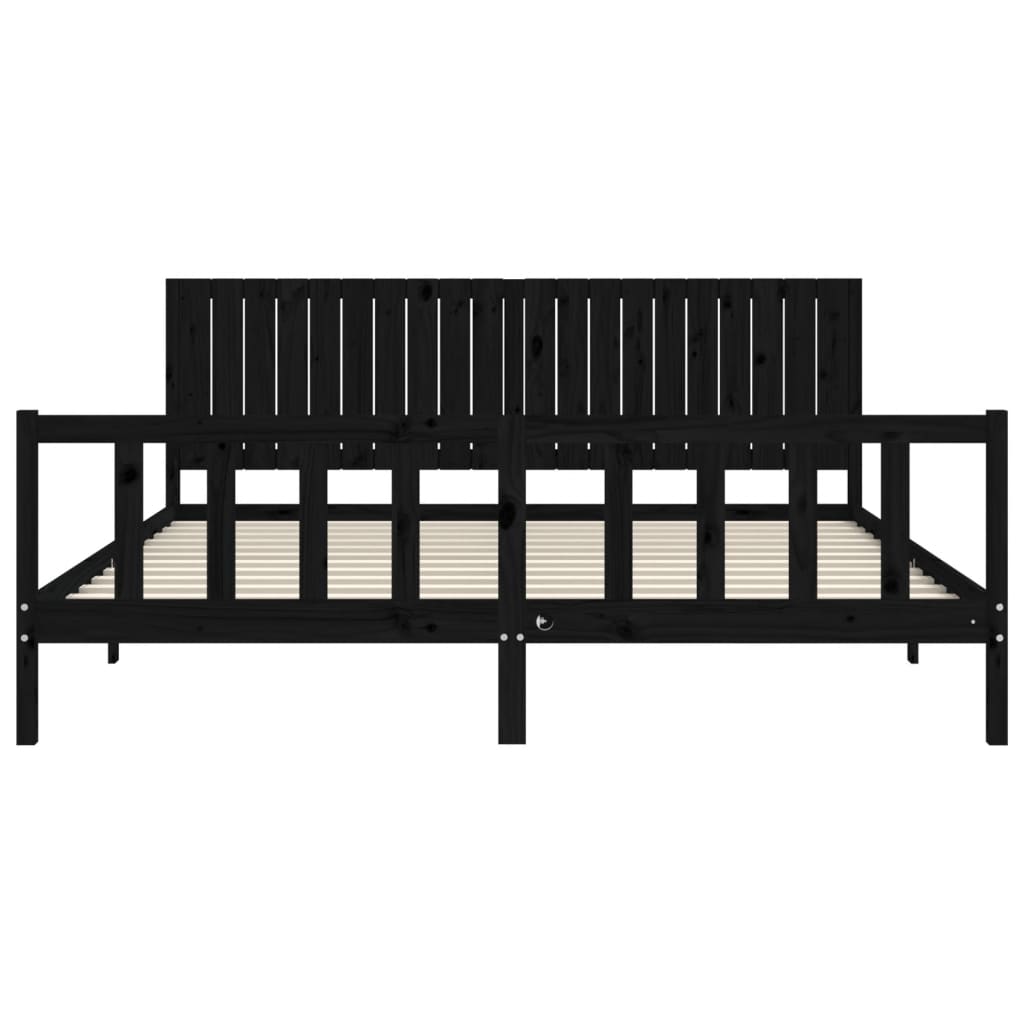 Cadre de lit sans matelas noir 200x200 cm bois massif de pin - XIOS