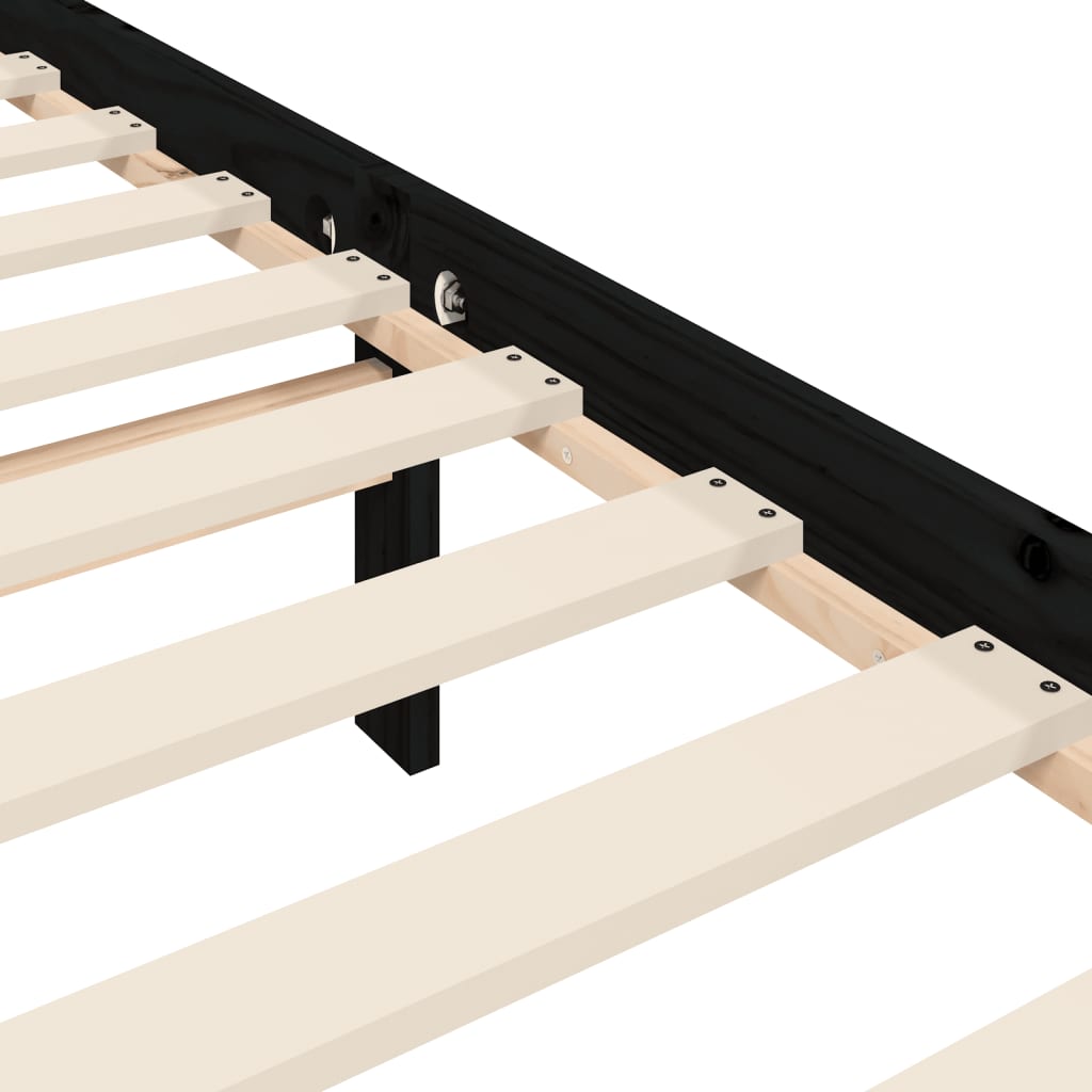 Cadre de lit sans matelas noir 200x200 cm bois massif de pin - XIOS