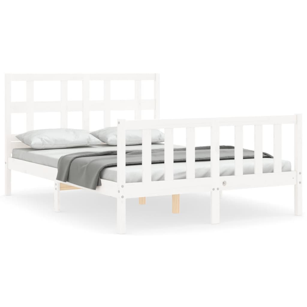 Cadre de lit sans matelas blanc bois de pin massif - XIOS