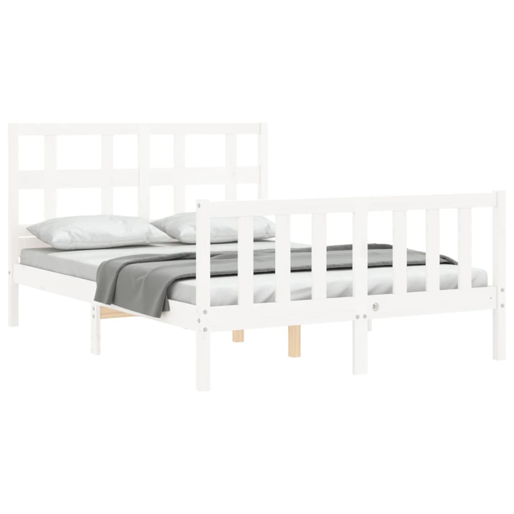 Cadre de lit sans matelas blanc bois de pin massif - XIOS