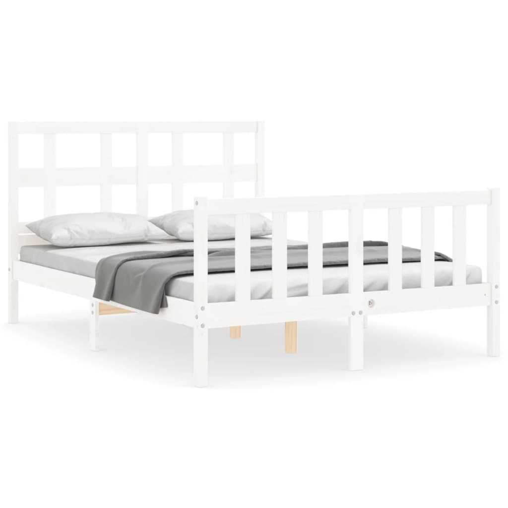 Cadre de lit sans matelas blanc 140x190 cm bois de pin massif - XIOS
