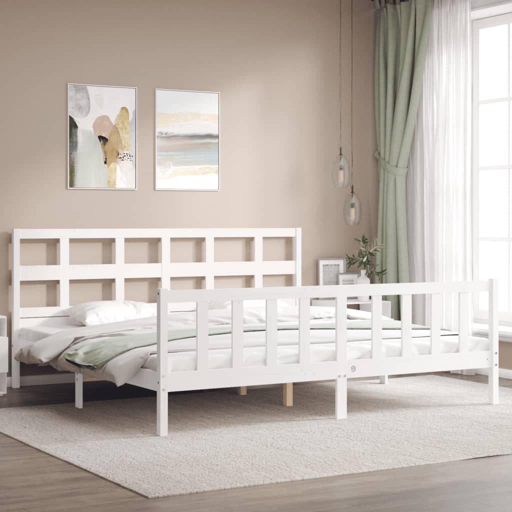 Cadre de lit sans matelas blanc bois massif de pin - XIOS