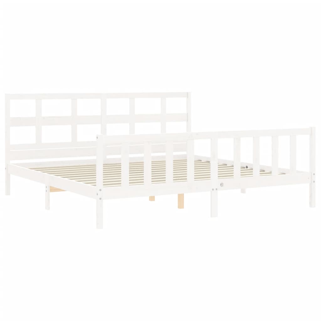 Cadre de lit sans matelas blanc bois massif de pin - XIOS