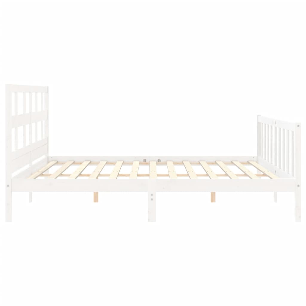 Cadre de lit sans matelas blanc bois massif de pin - XIOS