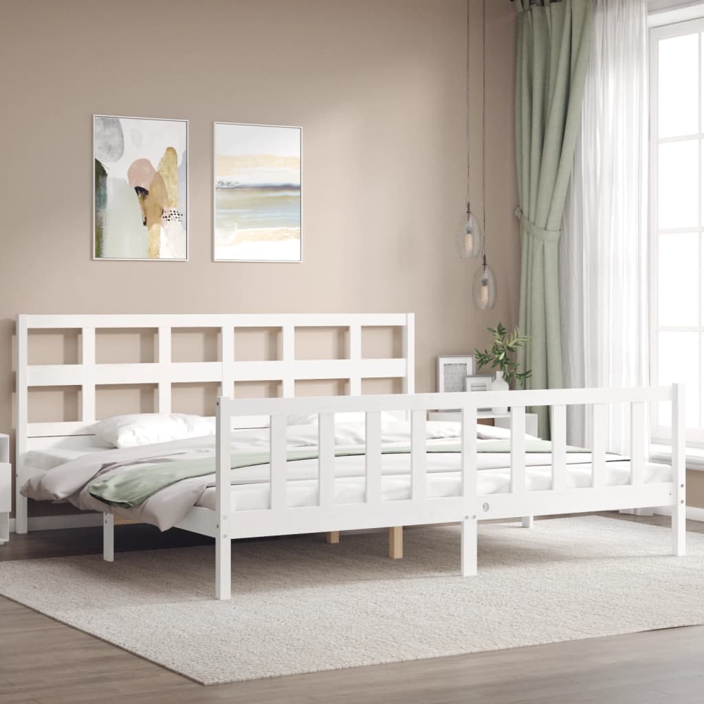 Cadre de lit sans matelas blanc 200x200 cm bois massif de pin - XIOS