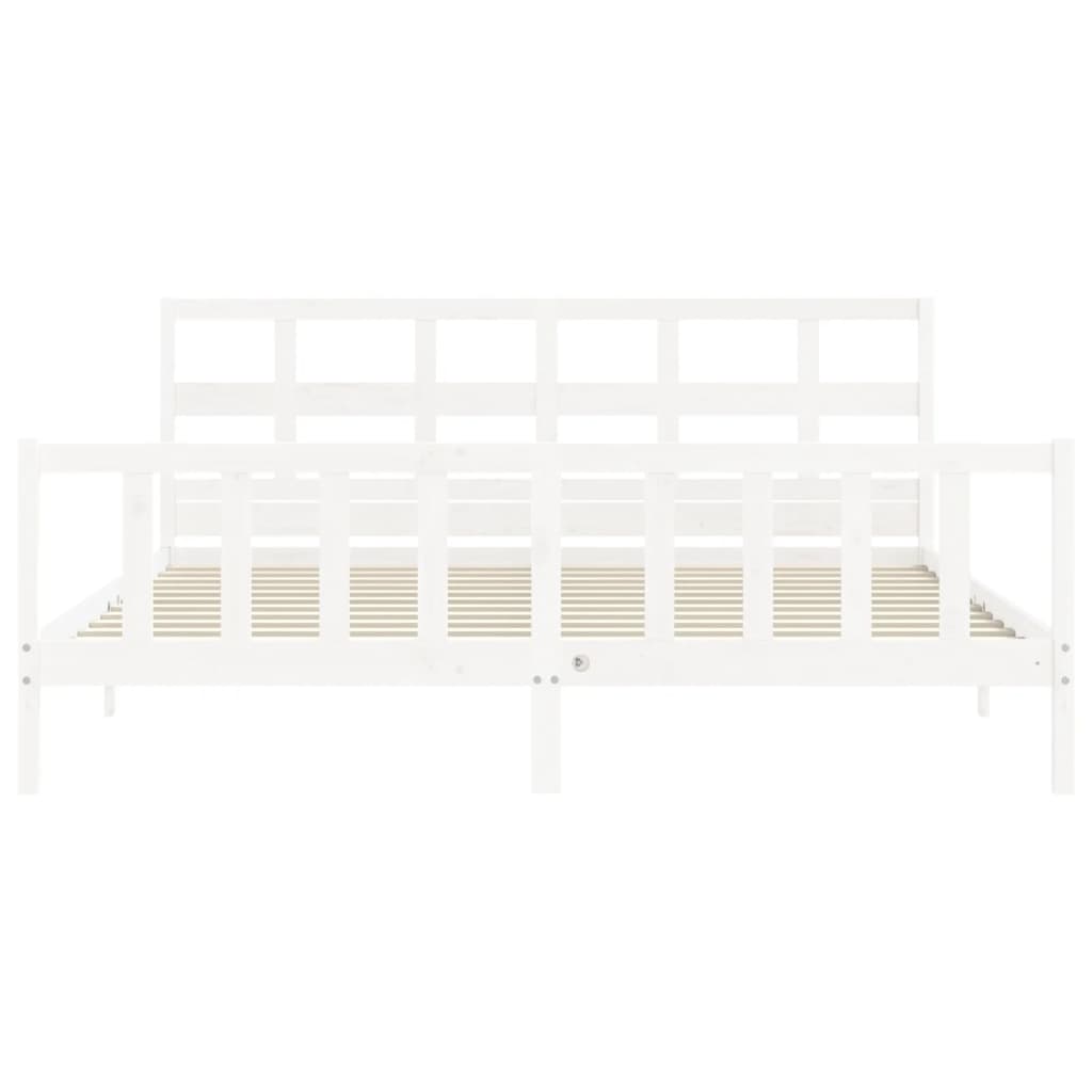 Cadre de lit sans matelas blanc 200x200 cm bois massif de pin - XIOS