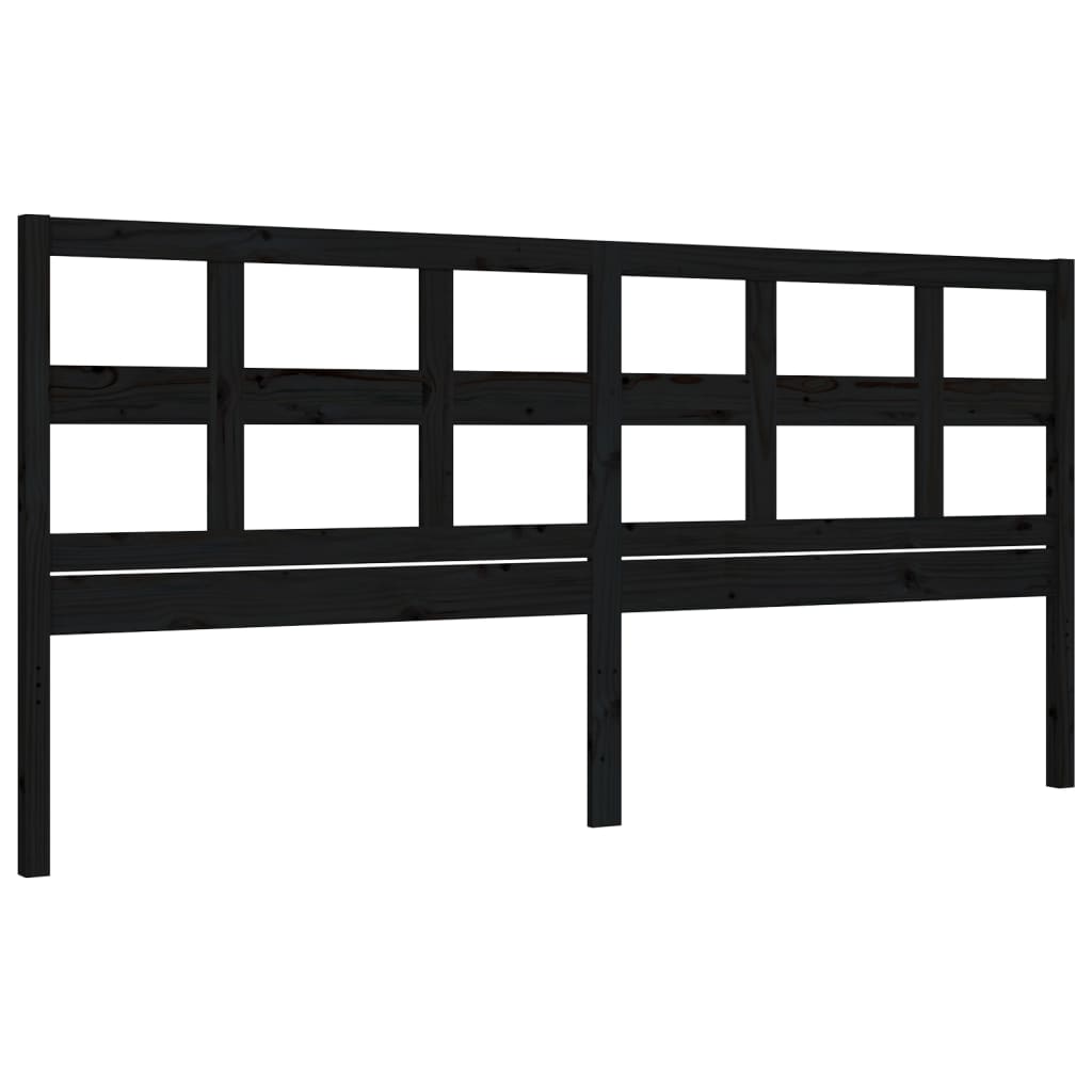 Cadre de lit sans matelas noir 200x200 cm bois massif de pin - XIOS