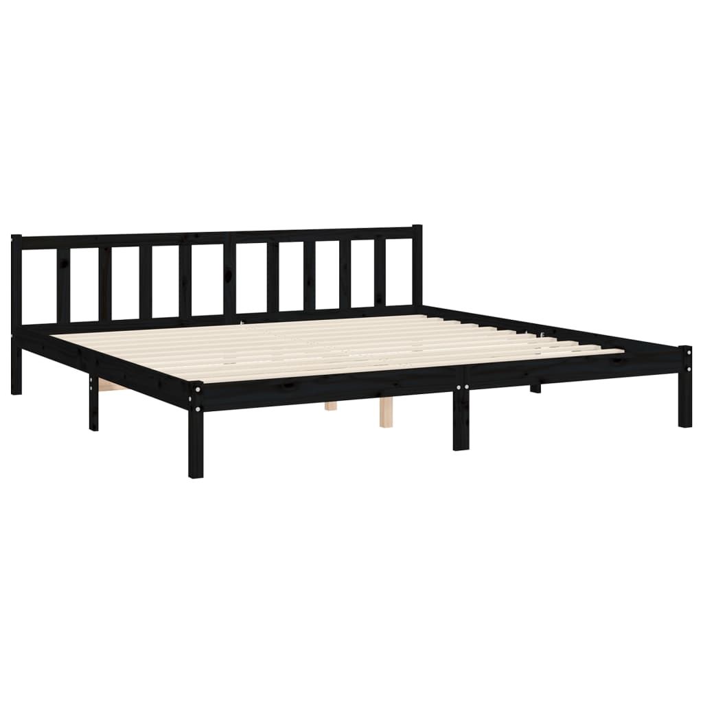 Cadre de lit sans matelas noir 200x200 cm bois massif de pin - XIOS