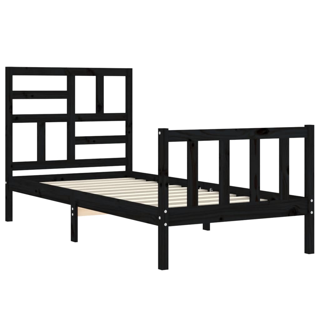 Cadre de lit sans matelas noir bois de pin massif - XIOS