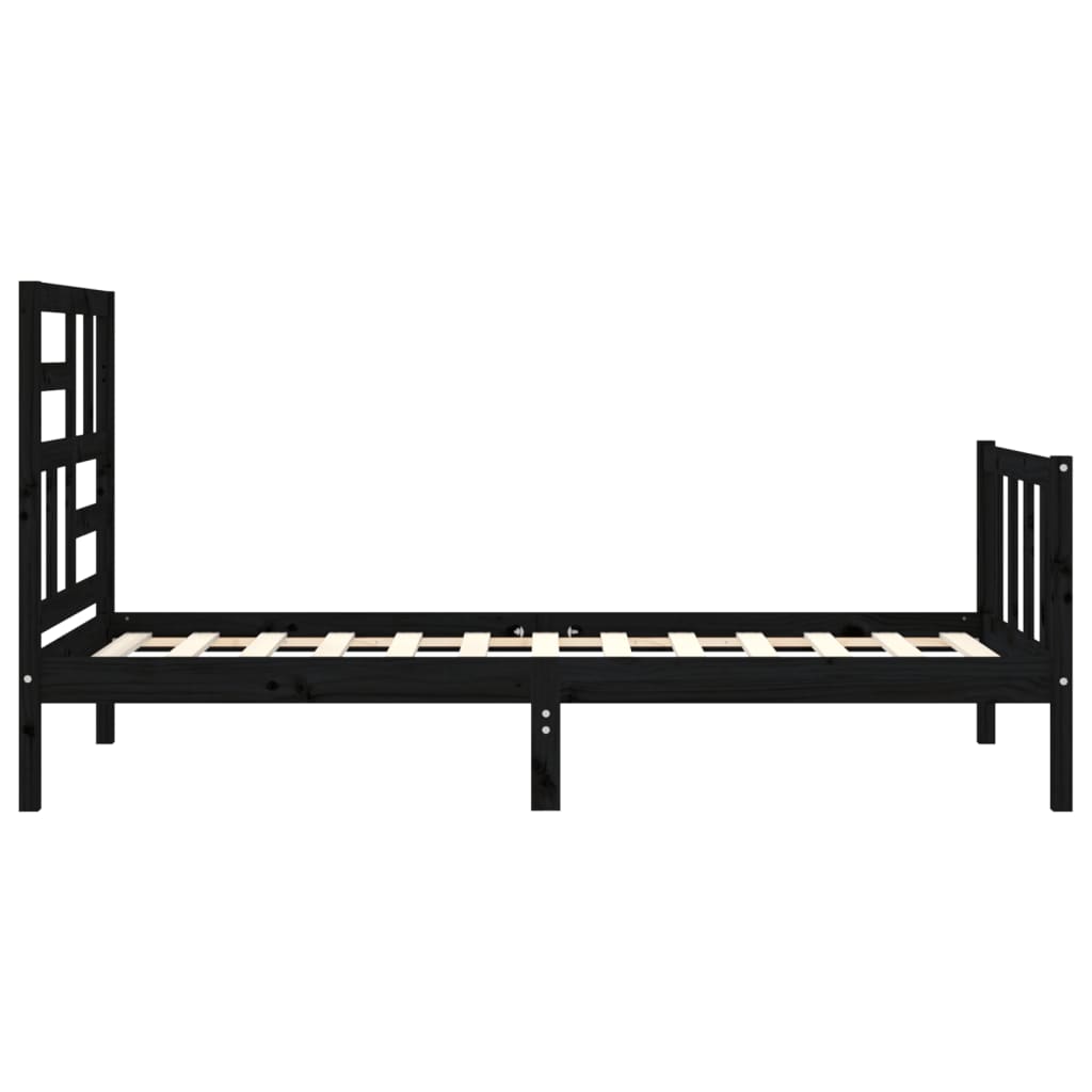Cadre de lit sans matelas noir bois de pin massif - XIOS