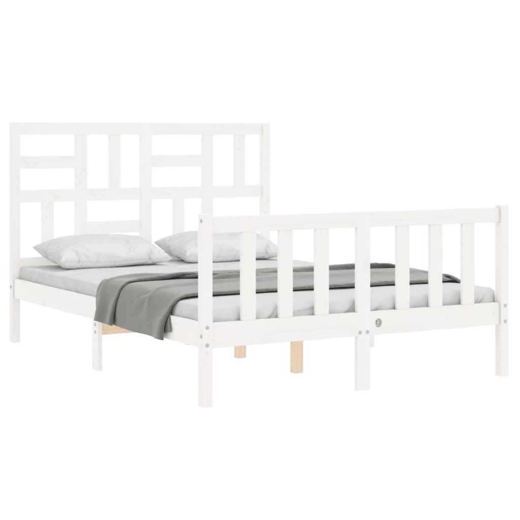 Cadre de lit sans matelas blanc bois de pin massif - XIOS
