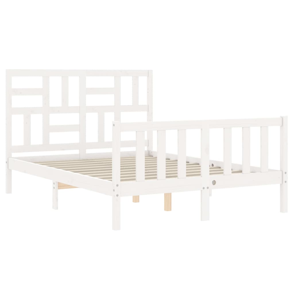 Cadre de lit sans matelas blanc 120x200 cm bois de pin massif - XIOS