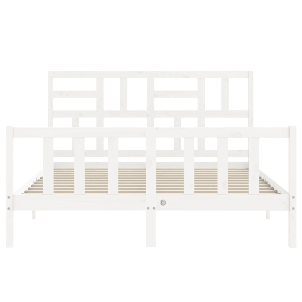 Cadre de lit sans matelas blanc bois de pin massif - XIOS