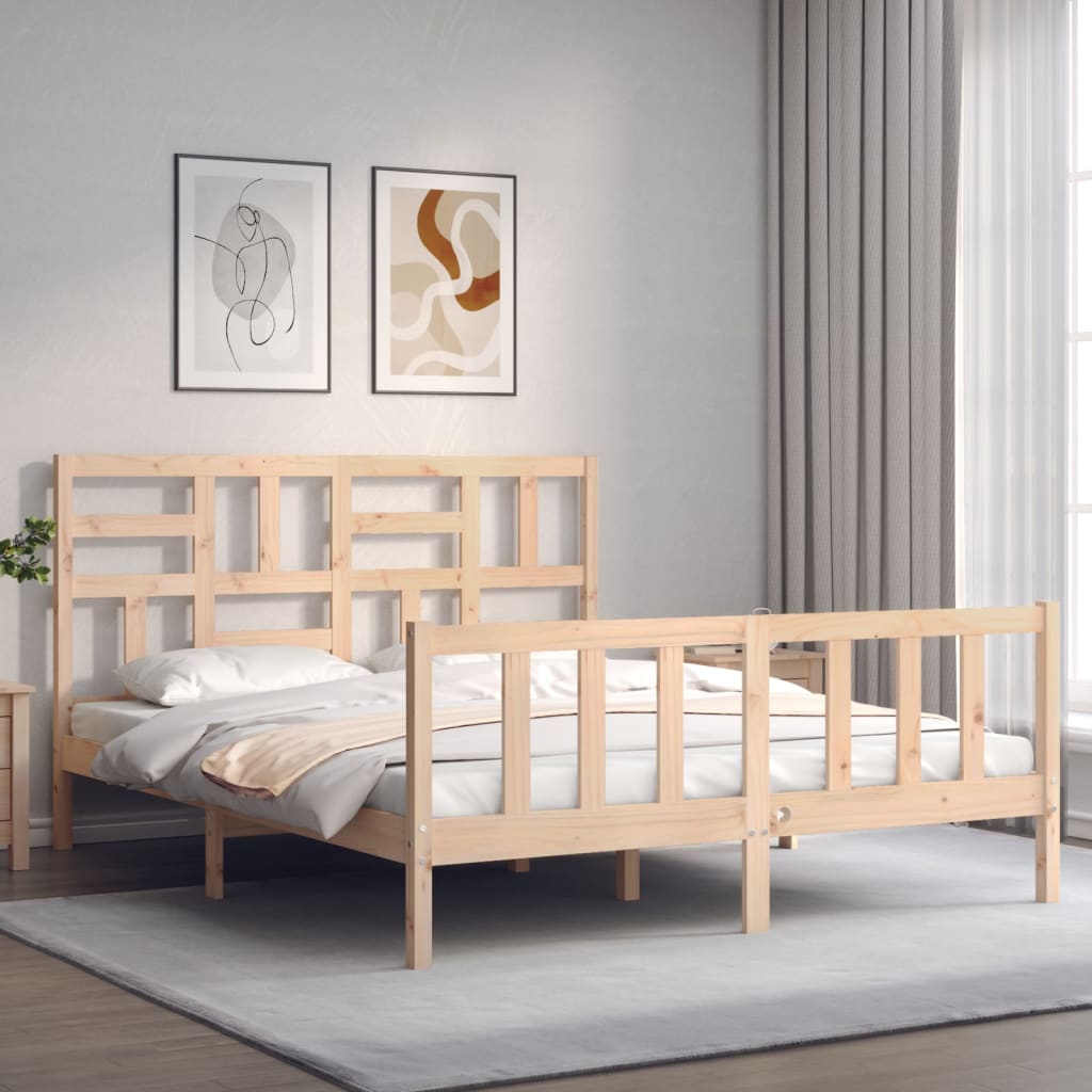 Cadre de lit sans matelas 160x200 cm bois massif de pin - XIOS