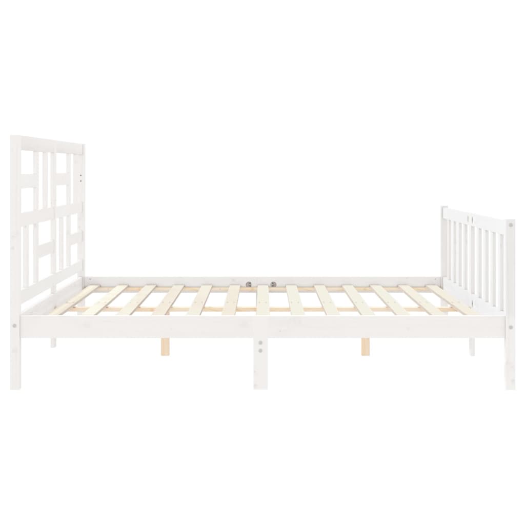 Cadre de lit sans matelas blanc bois massif de pin - XIOS