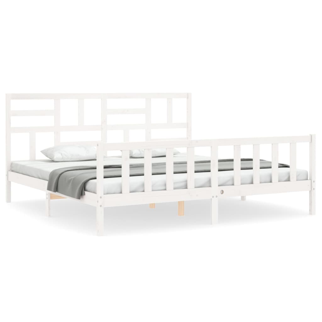 Cadre de lit sans matelas blanc 200x200 cm bois massif de pin - XIOS