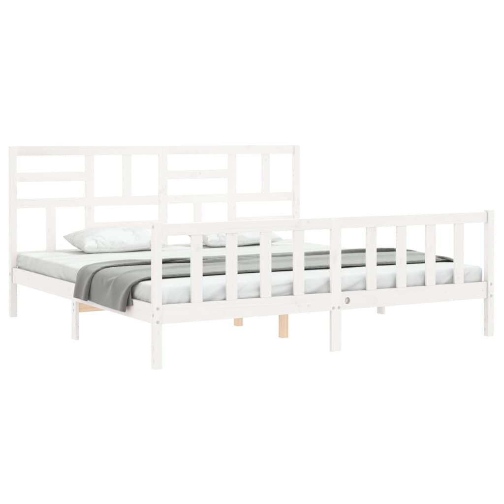 Cadre de lit sans matelas blanc 200x200 cm bois massif de pin - XIOS